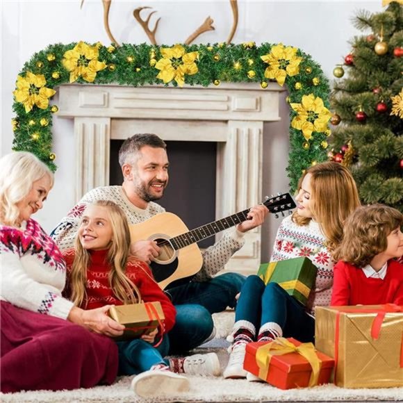 9ft Artificial LED Light Christmas Garland Xmas Tree Rattan Wreath Home Decor - Picture 4 of 5